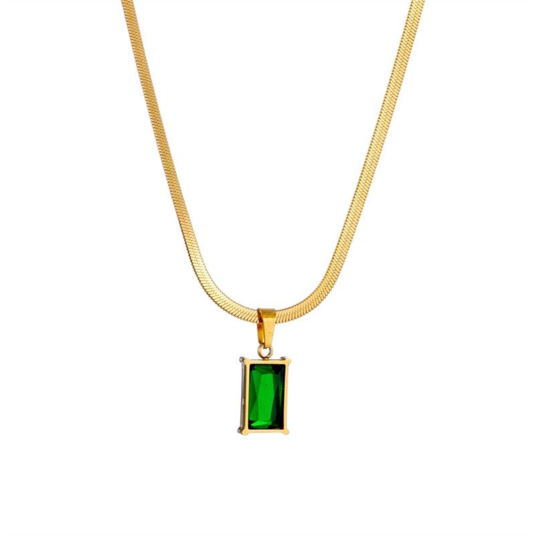 Gold Plated Emerald Green Pendant Necklace for Women