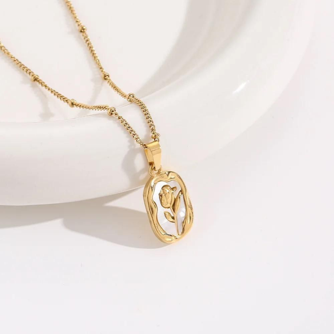 Gold Plated Tulip Pendant Necklace for Women