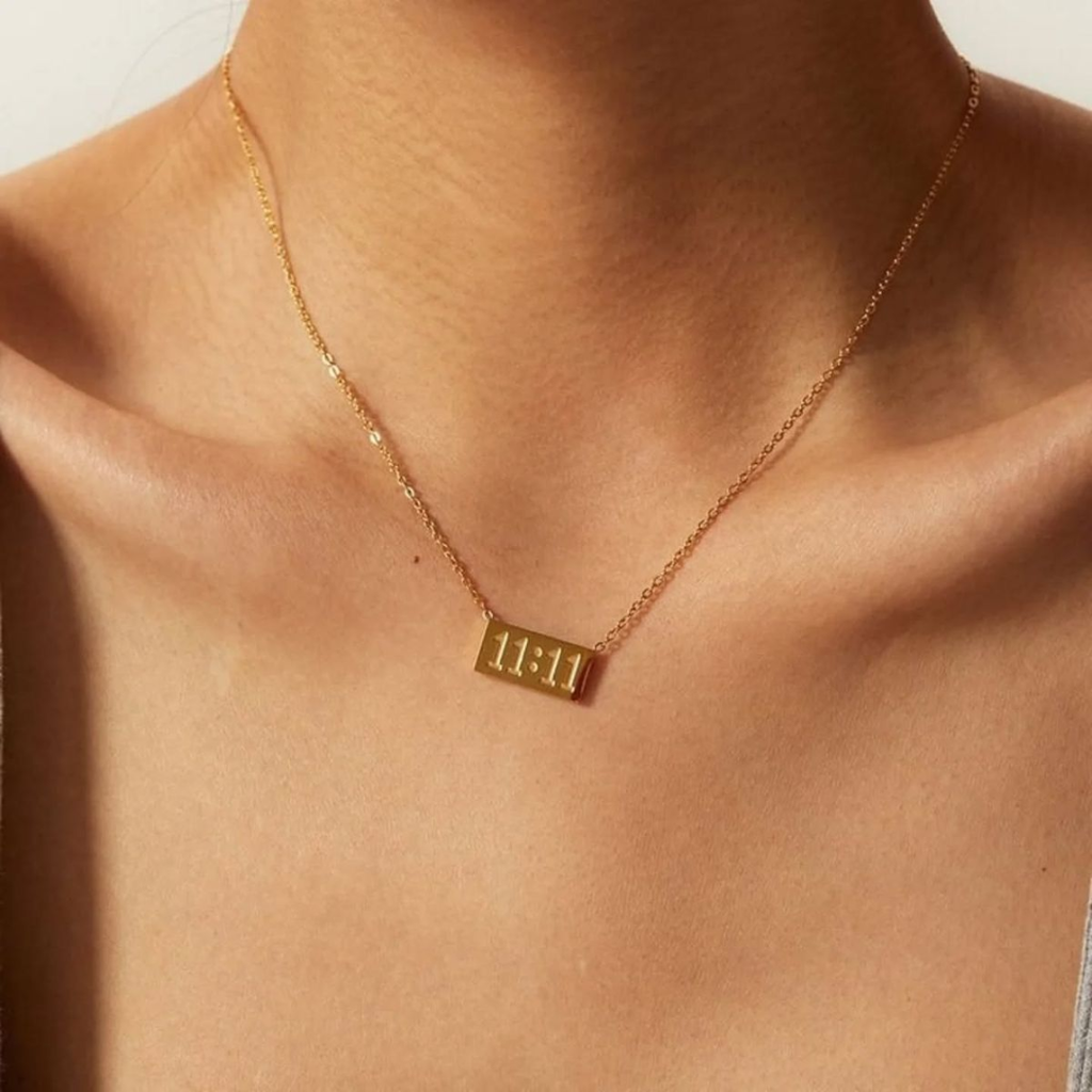 Gold Plated 11:11 Number Pendant Necklace for Women