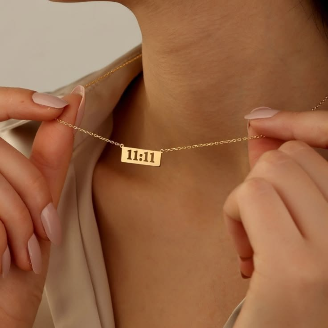 Gold Plated 11:11 Number Pendant Necklace for Women