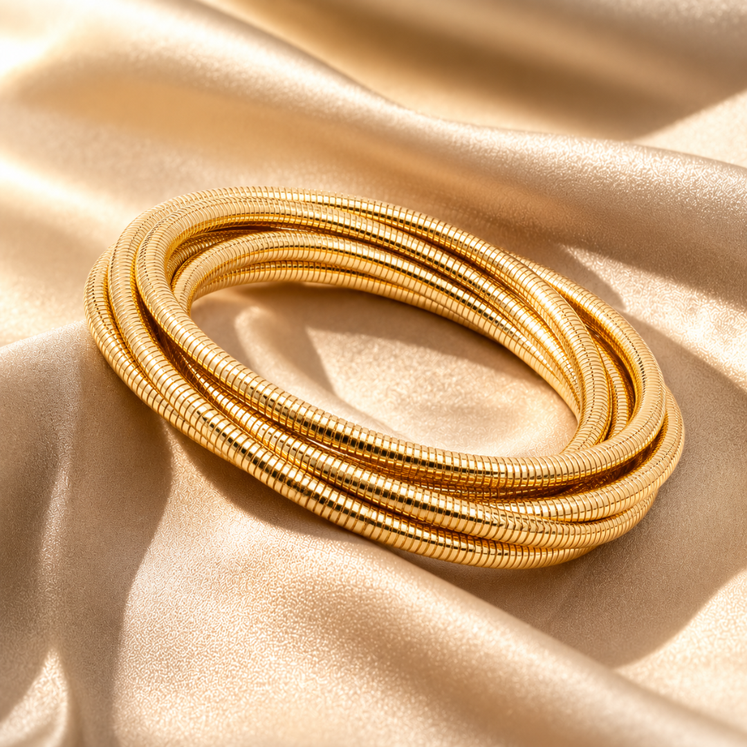 Gold Coil Wrap Bracelet for Women