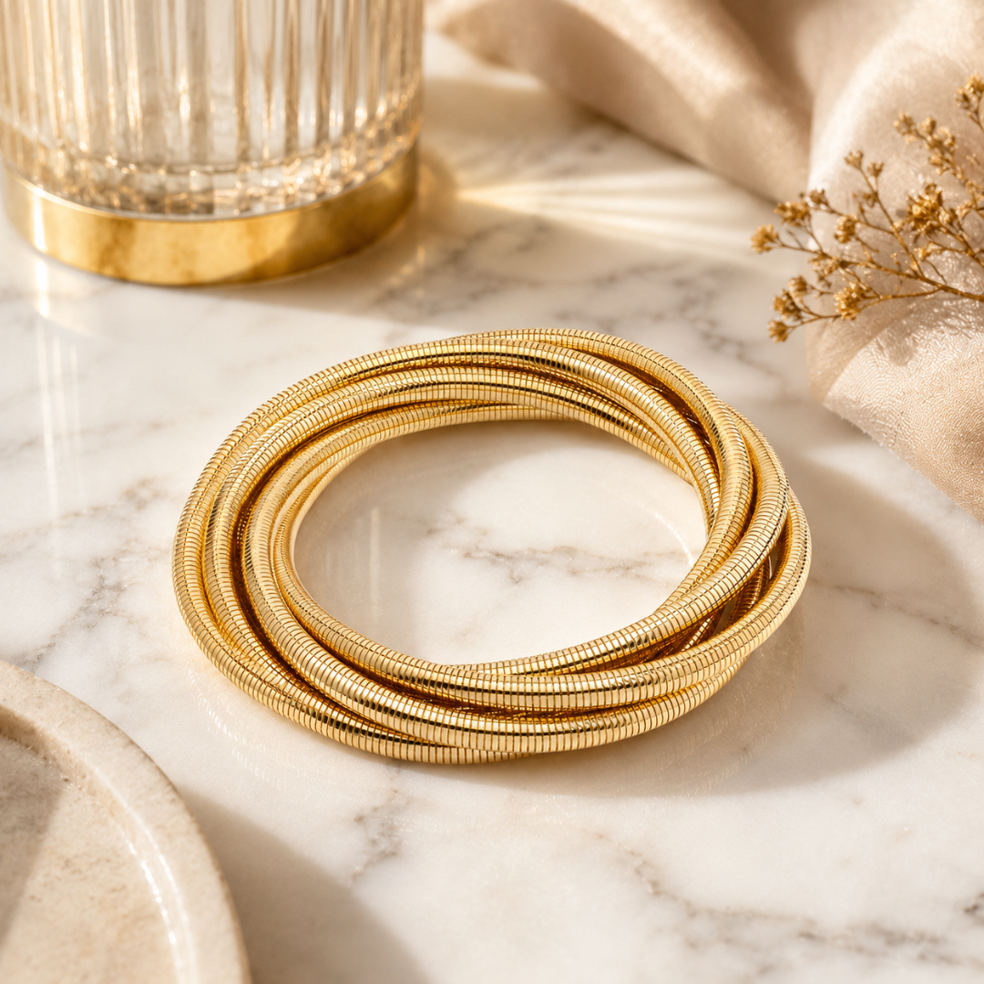 Gold Coil Wrap Bracelet for Women