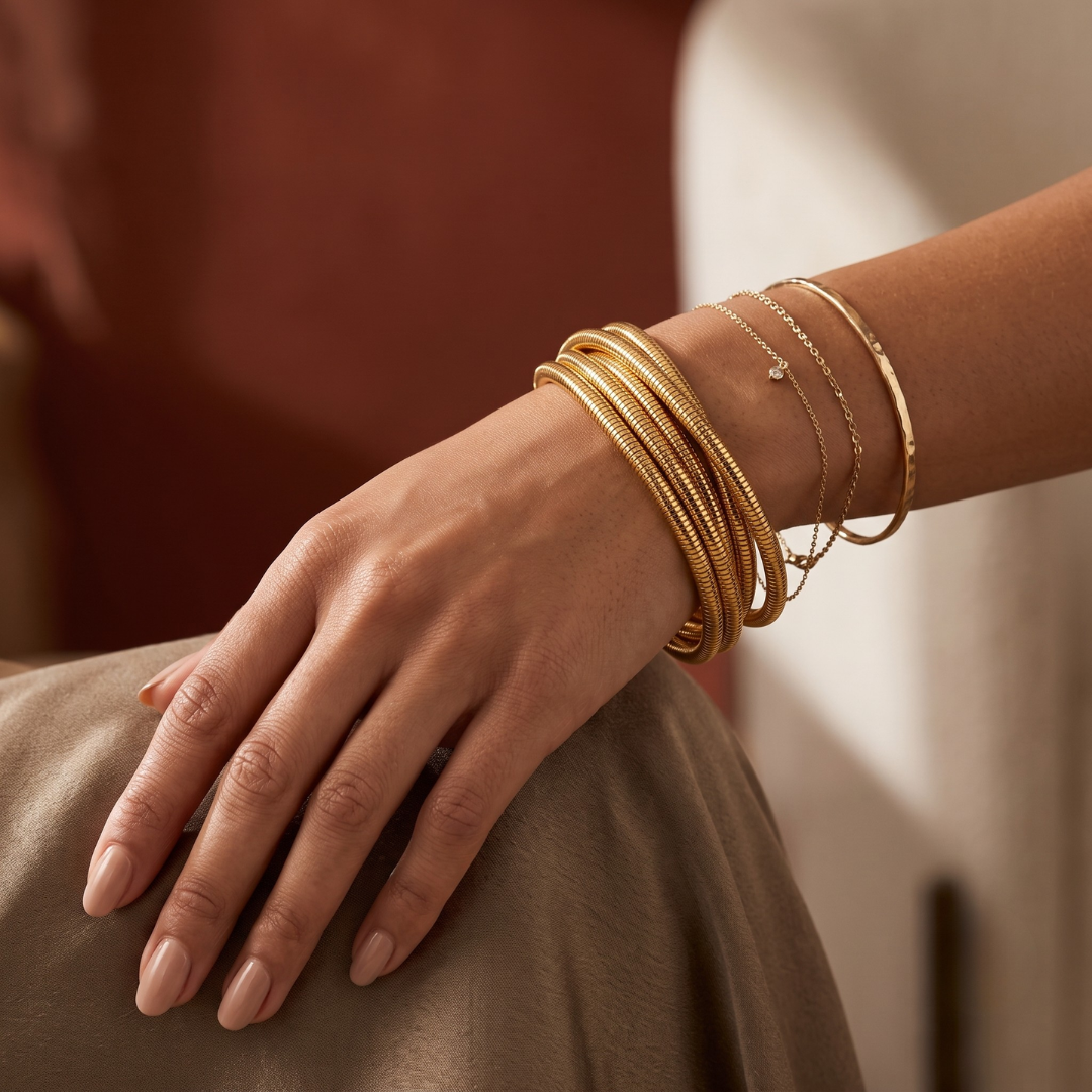 Gold Coil Wrap Bracelet for Women