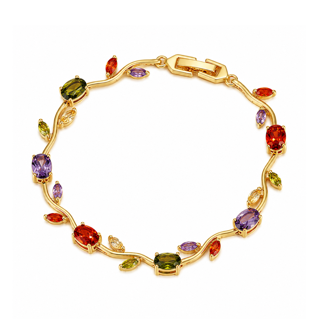Multicolor Stone Gold-Tone Bracelet for Women