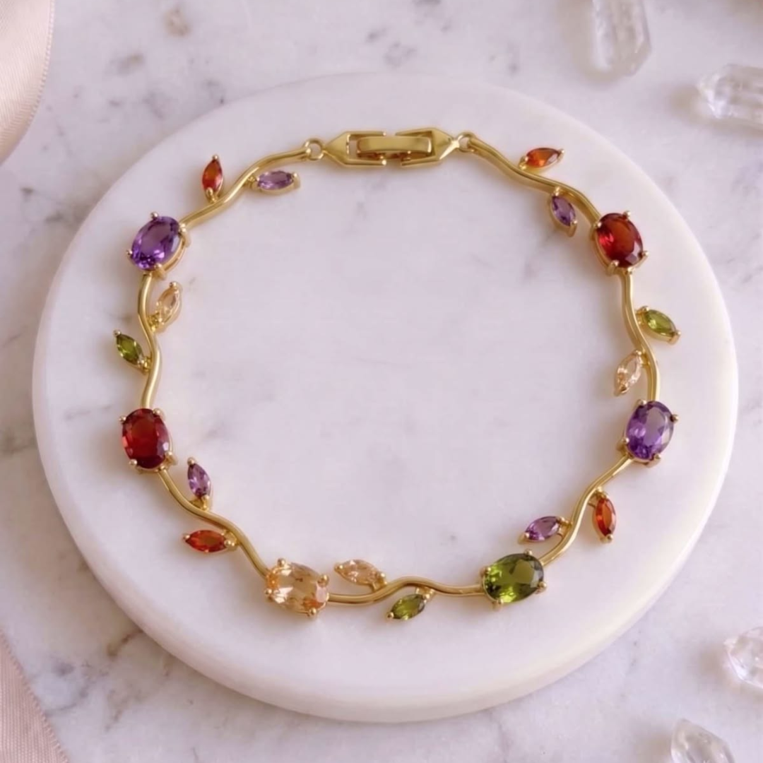 Multicolor Stone Gold-Tone Bracelet for Women