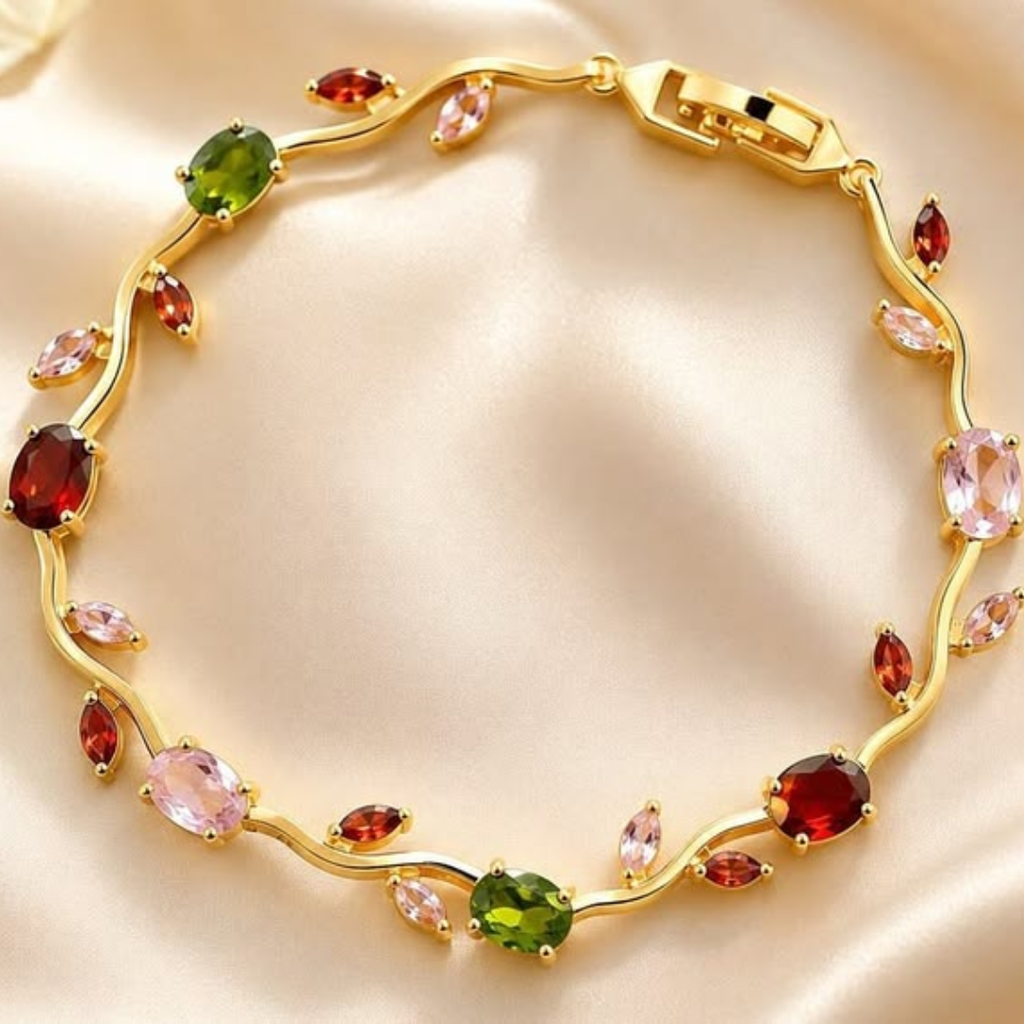 Multicolor Stone Gold-Tone Bracelet for Women