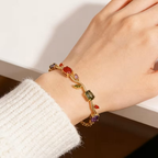 Multicolor Stone Gold-Tone Bracelet for Women