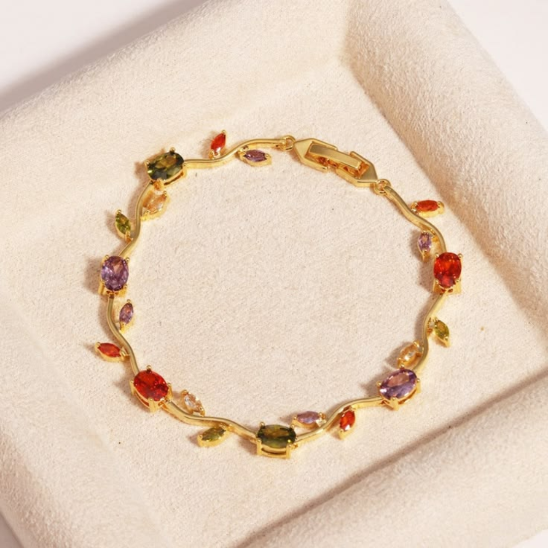Multicolor Stone Gold-Tone Bracelet for Women