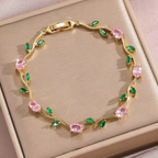 Gold Floral Stone Bracelet for Women