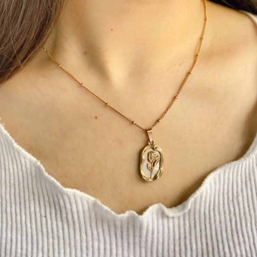 Gold Plated Tulip Pendant Necklace for Women