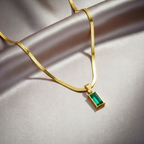 Gold Plated Emerald Green Pendant Necklace for Women