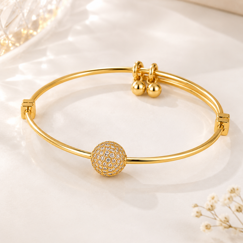Gold Crystal Ball Bracelet for Women