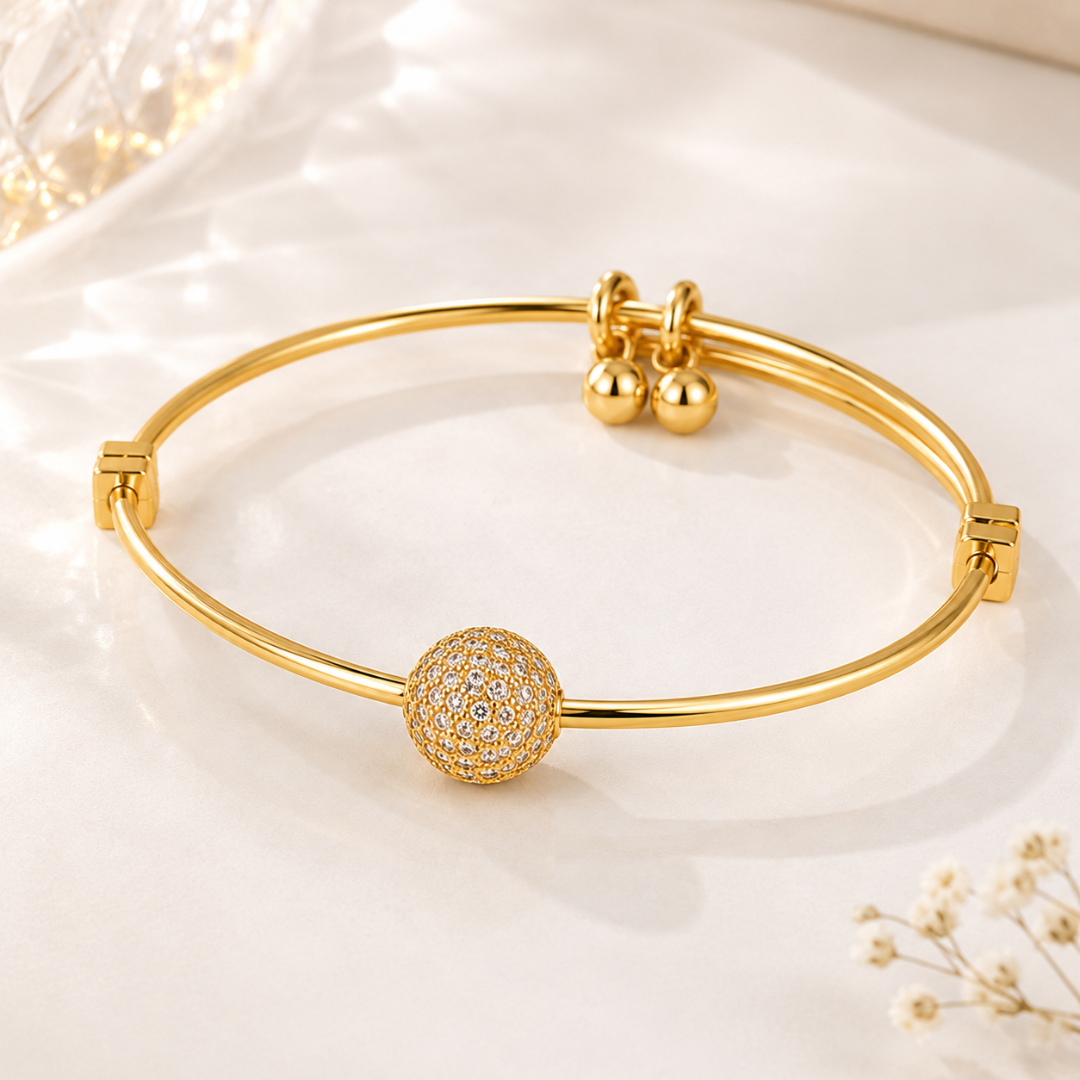 Gold Crystal Ball Bracelet for Women