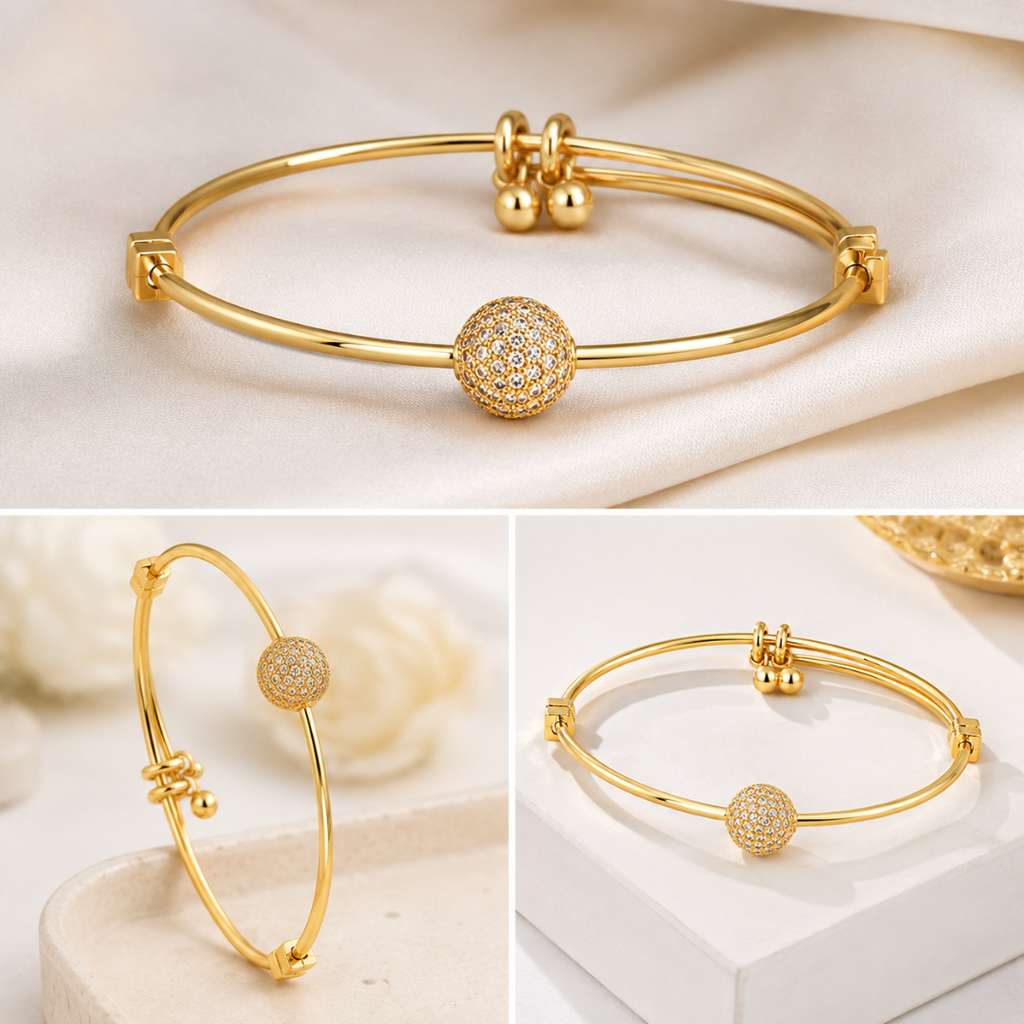 Gold Crystal Ball Bracelet for Women