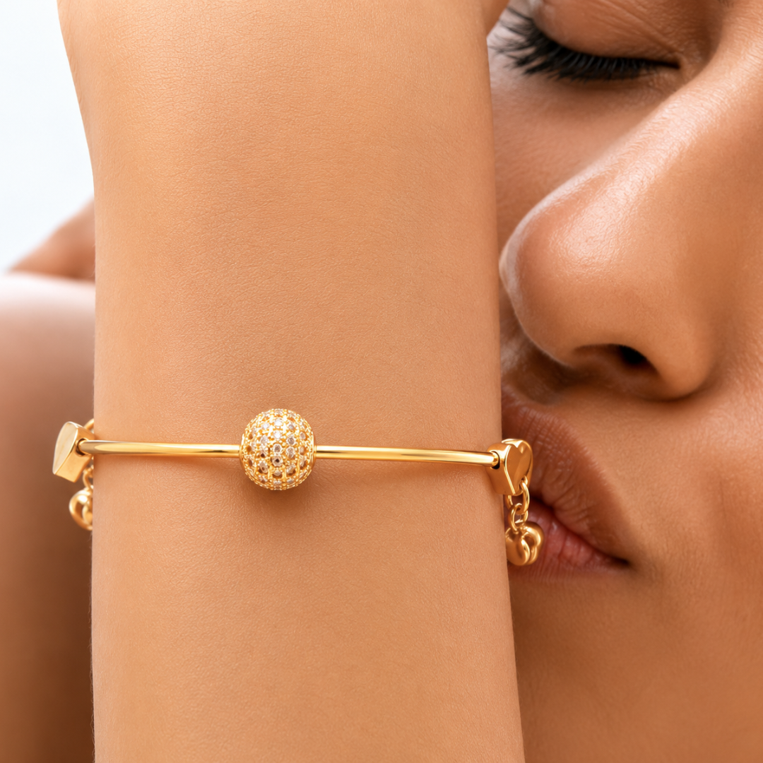 Gold Crystal Ball Bracelet for Women