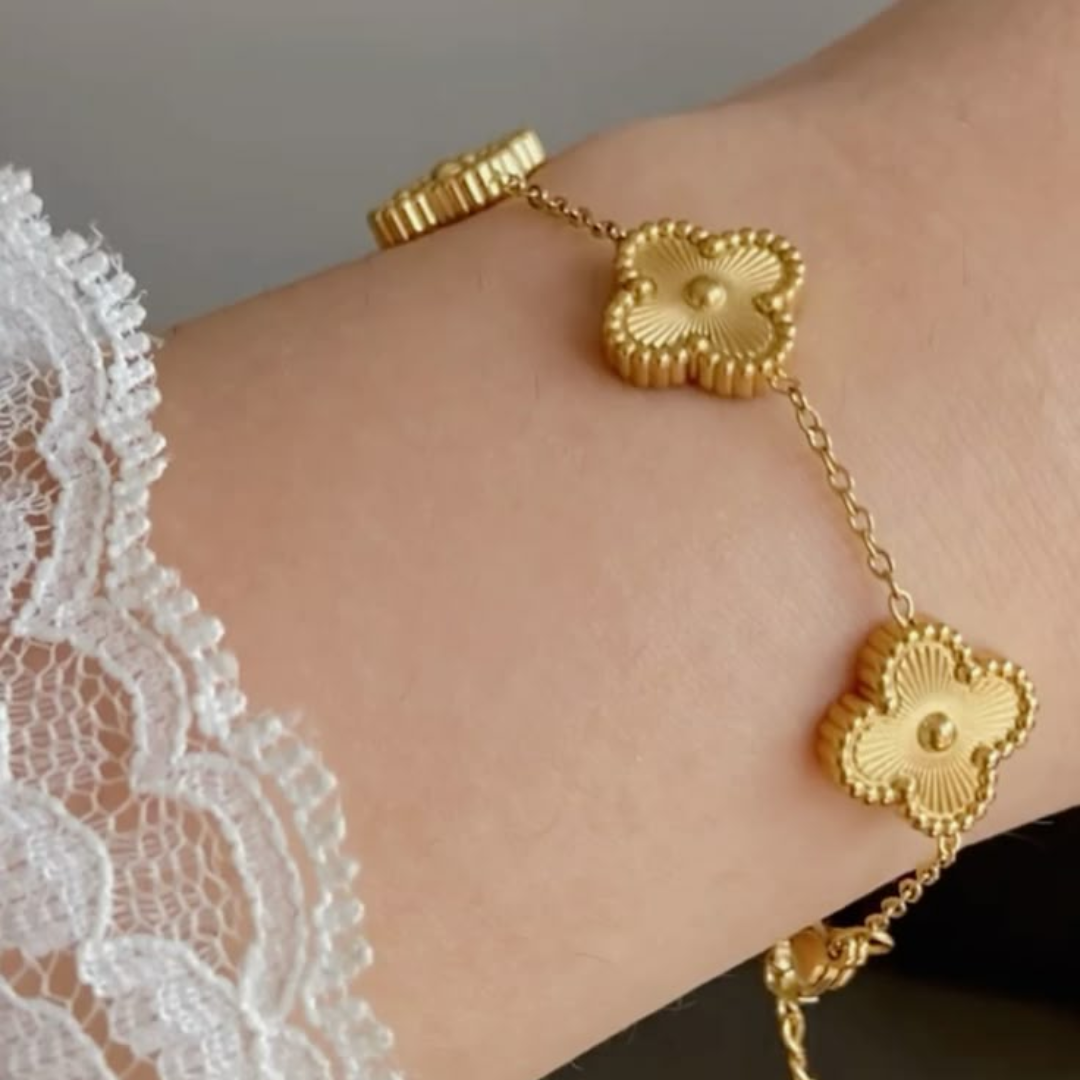 Gold Four Leaf Clover Bracelet for Women