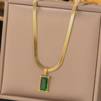 Gold Plated Emerald Green Pendant Necklace for Women