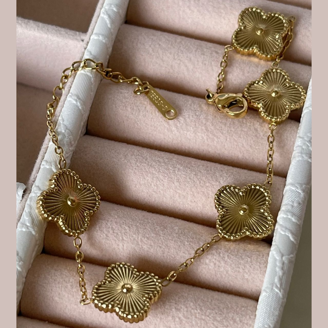 Gold Four Leaf Clover Bracelet for Women