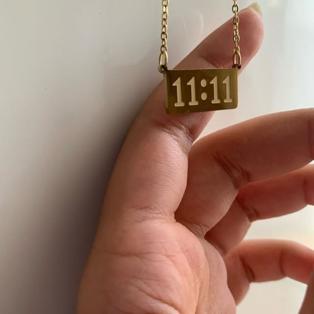 Gold Plated 11:11 Number Pendant Necklace for Women