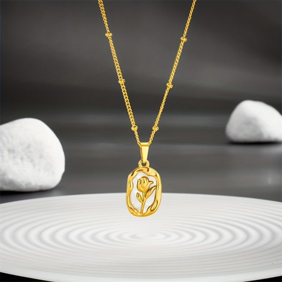 Gold Plated Tulip Pendant Necklace for Women