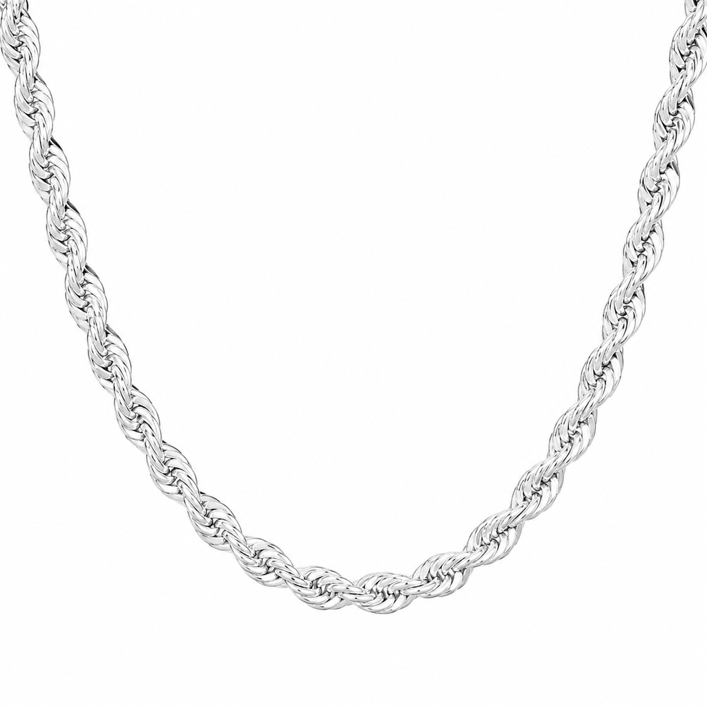 Silver Round Rope Chain Necklace for Men & Women
