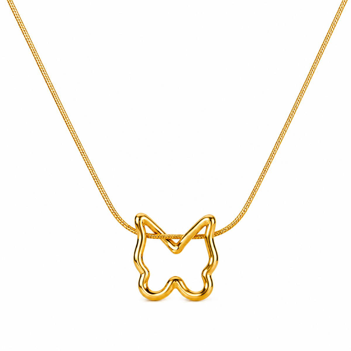 Gold Tone Butterfly Pendant Necklace