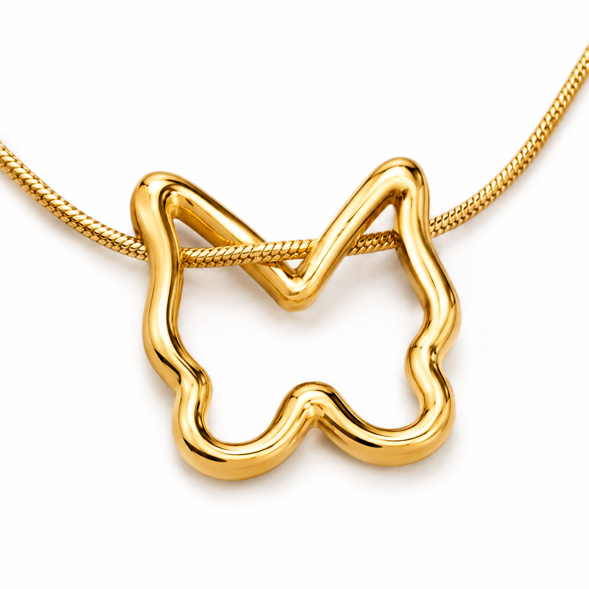 Gold Tone Butterfly Pendant Necklace