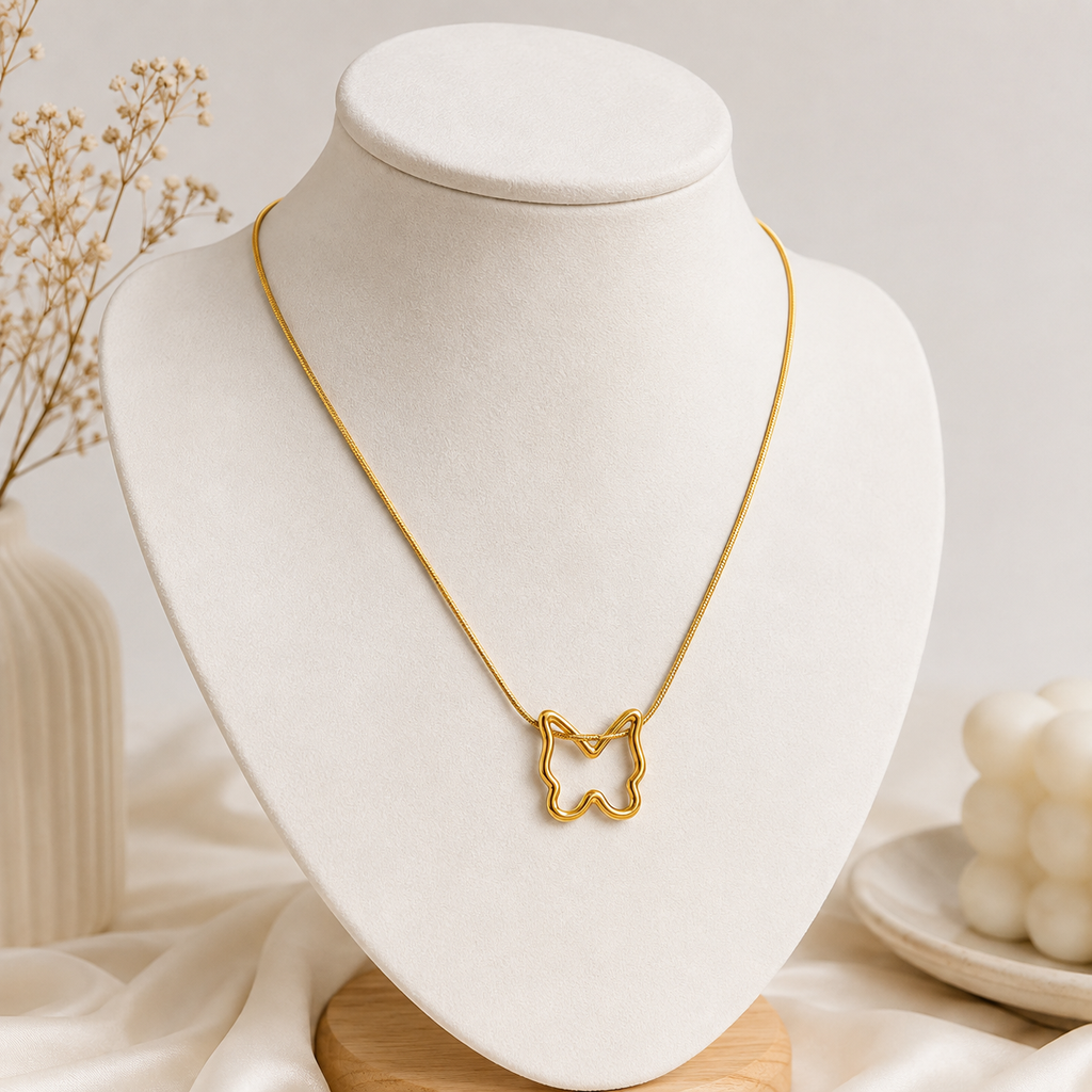 Gold Tone Butterfly Pendant Necklace