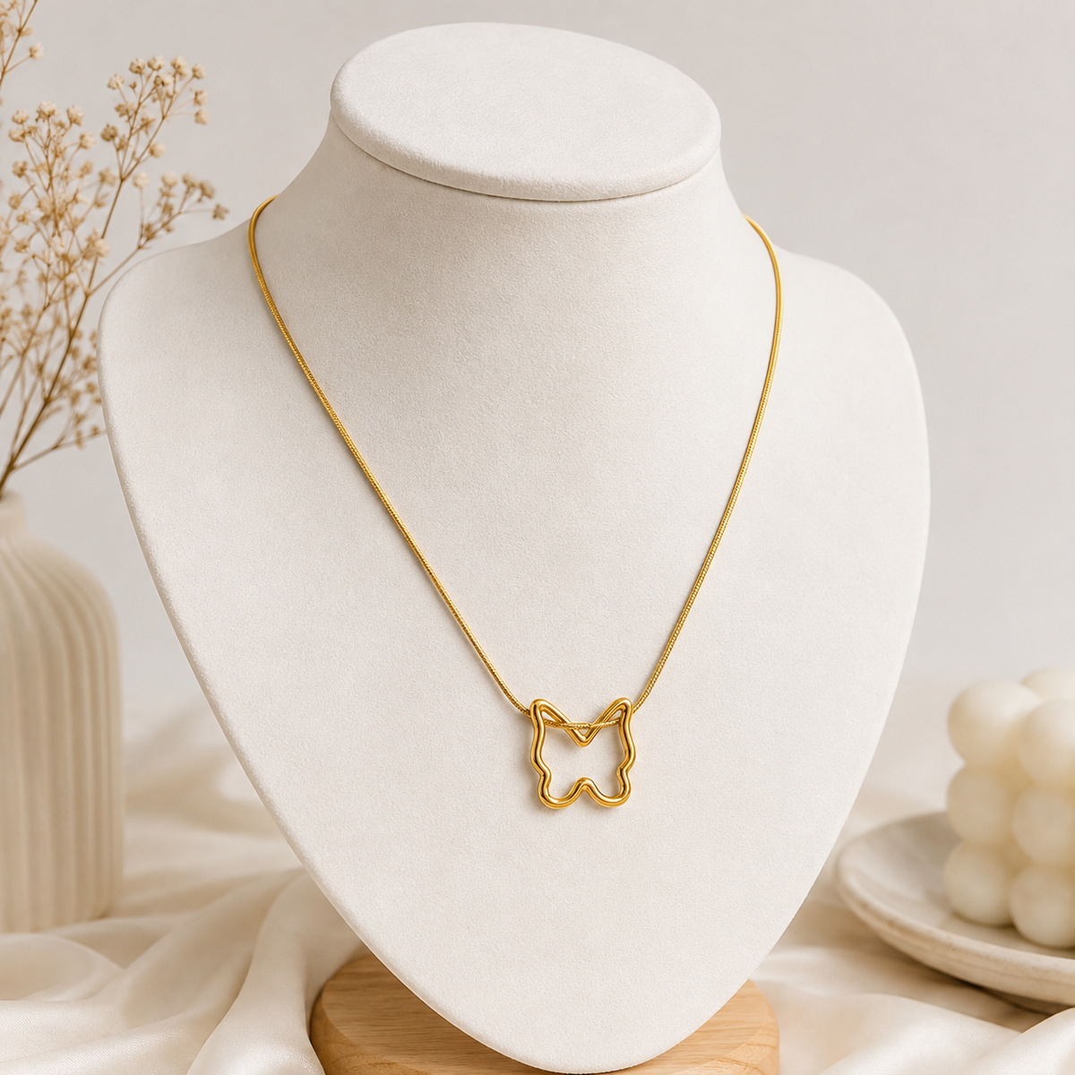 Gold Tone Butterfly Pendant Necklace