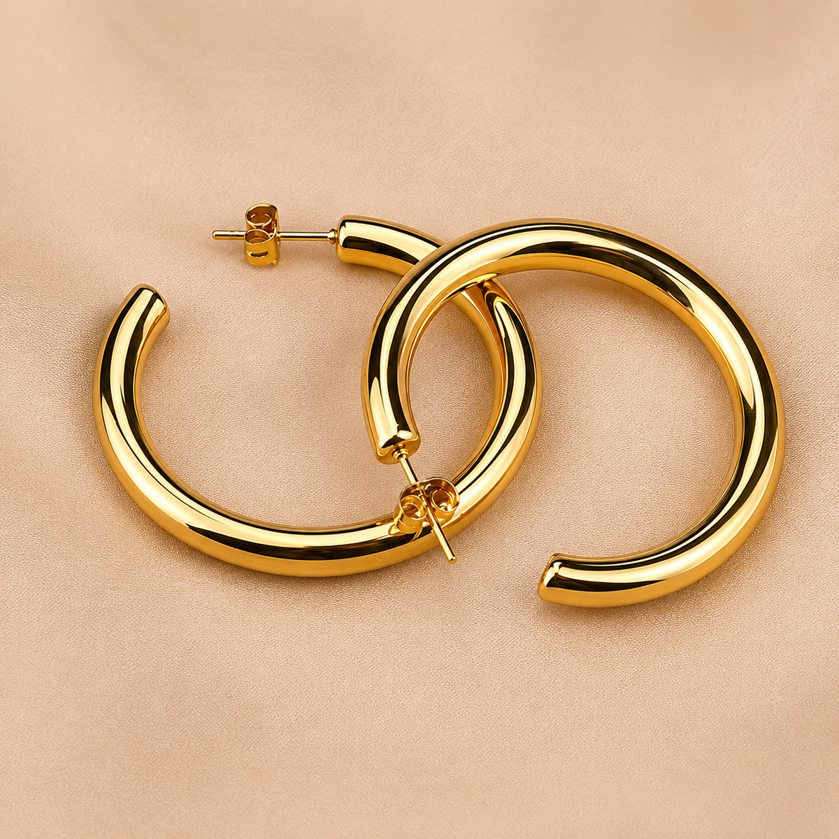 Gold Tone Chunky Hoop Earrings for Women