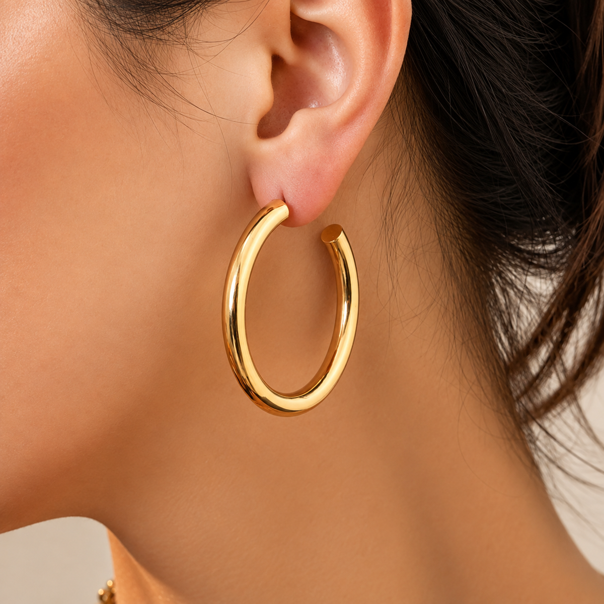 Gold Tone Chunky Hoop Earrings for Women
