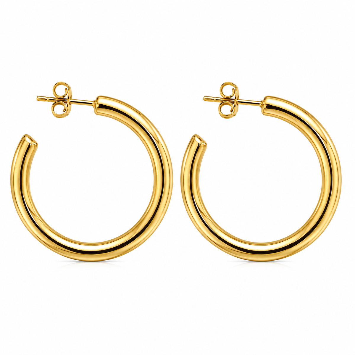 Gold Tone Chunky Hoop Earrings for Women