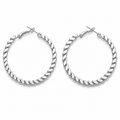 Silver Tone Twisted Rope Hoop Earrings for Women