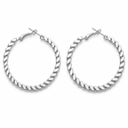Silver Tone Twisted Rope Hoop Earrings for Women