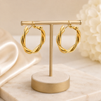 Gold-Tone Twisted Hoop Earrings for Women