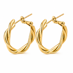 Gold-Tone Twisted Hoop Earrings for Women