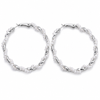 Silver-Tone Twisted Pearl Hoop Earrings for Women