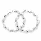 Silver-Tone Twisted Pearl Hoop Earrings for Women