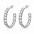 Silver-Tone Chunky Chain Link Hoop Earrings for Women