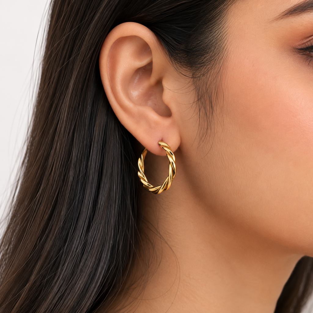 Gold-Tone Twisted Hoop Earrings for Women