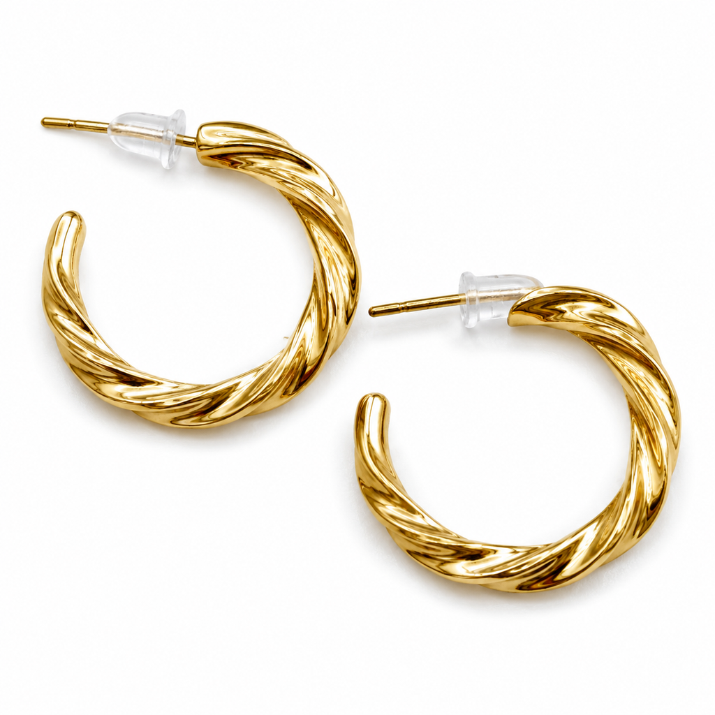 Gold-Tone Twisted Hoop Earrings for Women