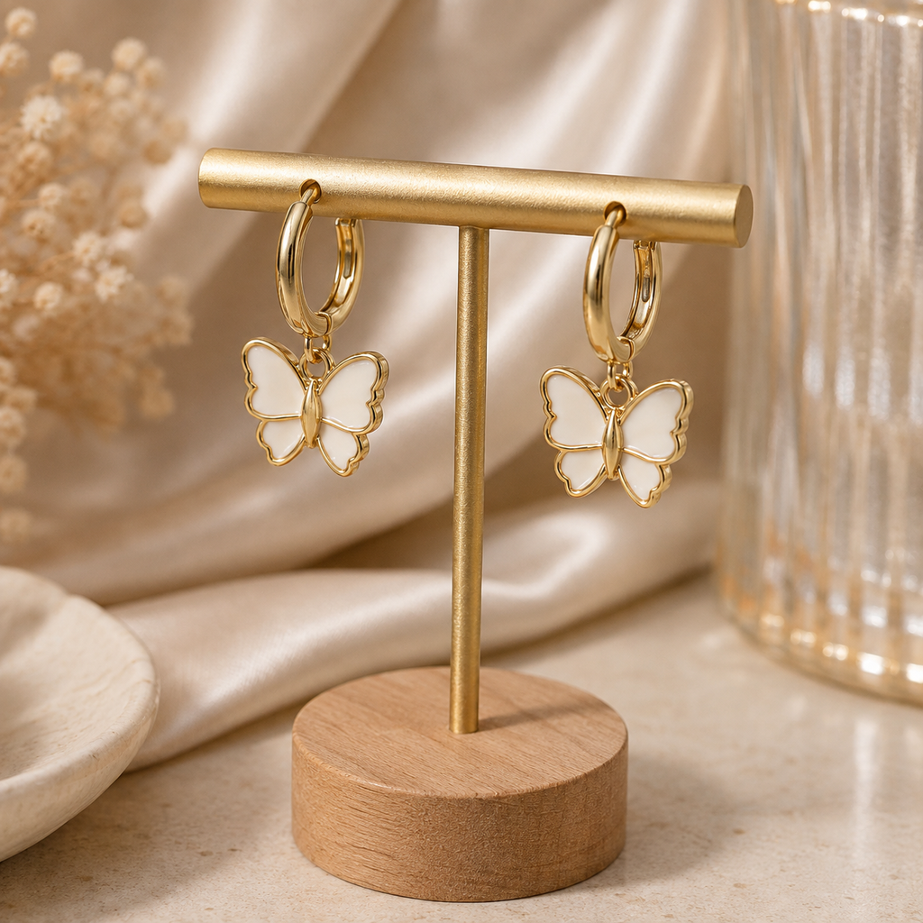 Gold-Tone Butterfly Charm Hoop Earrings for Women