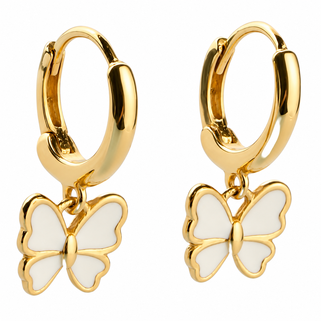Gold-Tone Butterfly Charm Hoop Earrings for Women