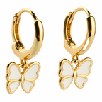 Gold-Tone Butterfly Charm Hoop Earrings for Women