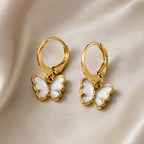 Gold-Tone Butterfly Charm Hoop Earrings for Women