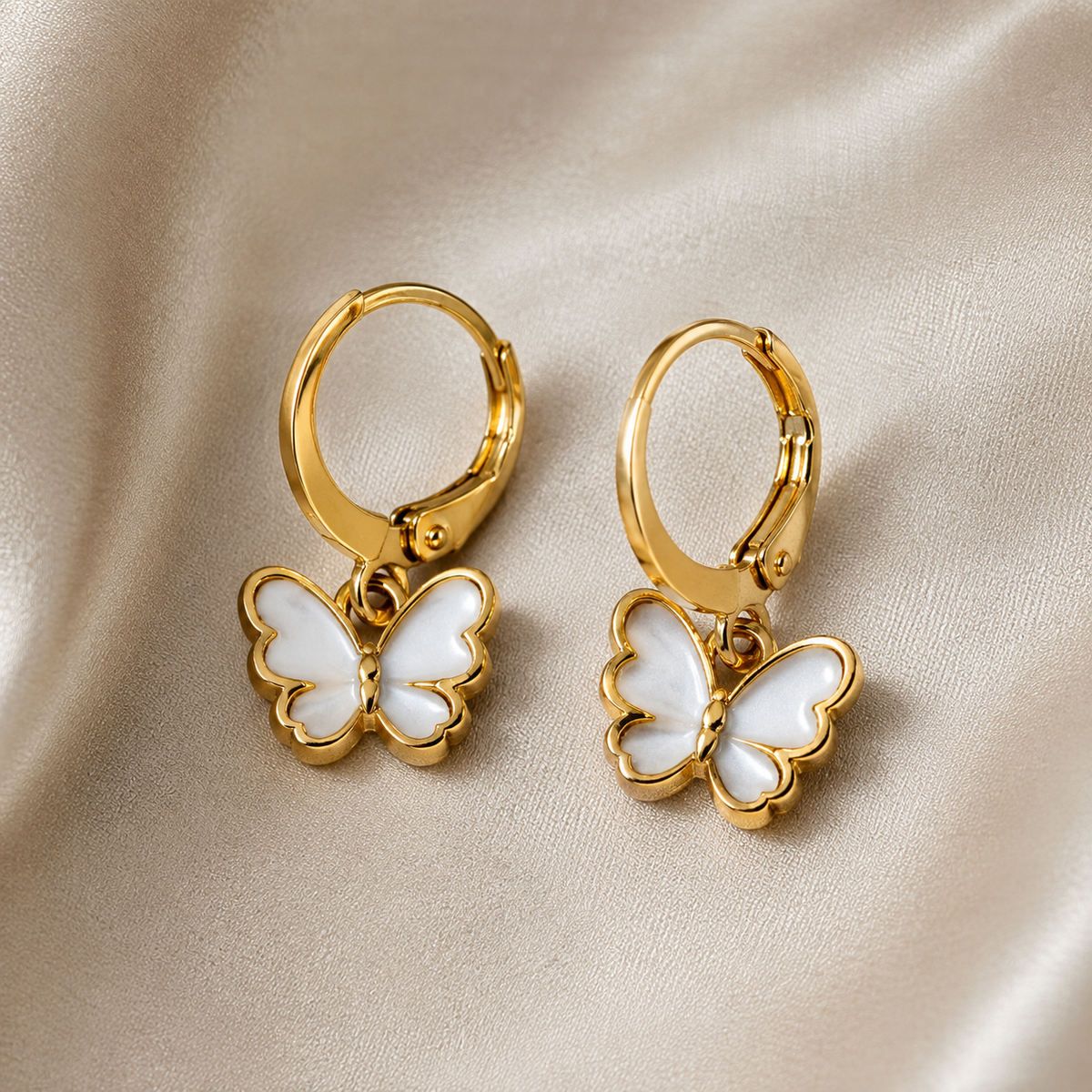 Gold-Tone Butterfly Charm Hoop Earrings for Women