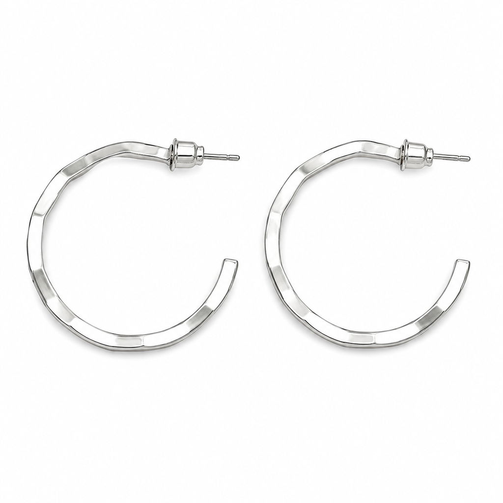 Silver Tone Geometric Hoop Earrings for Women | Stylish Everyday Earrings