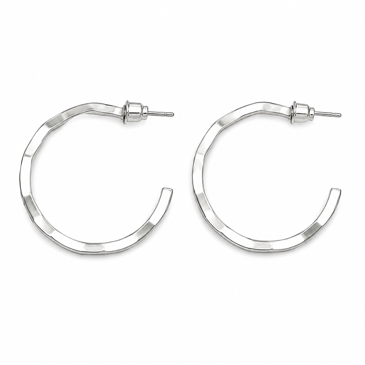 Silver Tone Geometric Hoop Earrings for Women | Stylish Everyday Earrings