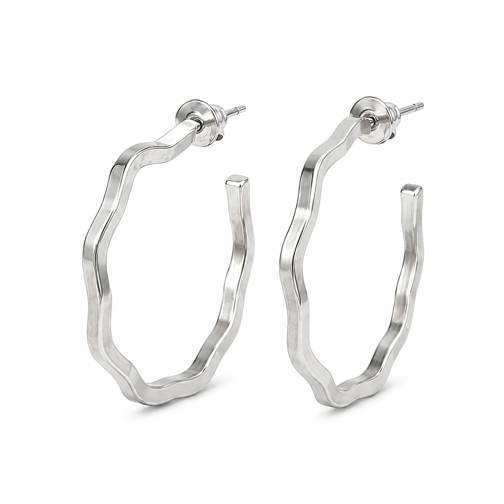 Silver Tone Geometric Hoop Earrings for Women | Stylish Everyday Earrings