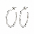 Silver Tone Geometric Hoop Earrings for Women | Stylish Everyday Earrings